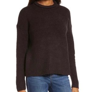 Madewell Fulton Knit Sweater Wool Blend Raisin Burgundy Puff Neck S